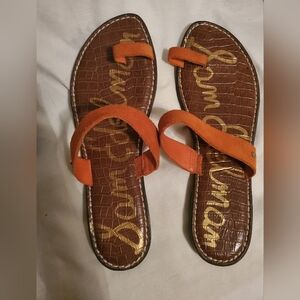 Sam Eldeman Suede orange sandals size 10